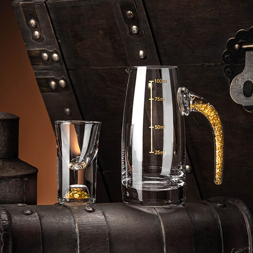 Haofanjie white wine glass set wine dispenser 100ml wine set high-end small wine glass wine cup bullet cup wine tasting cup gold foil white wine set 5 pieces 4 cups + 1 pot