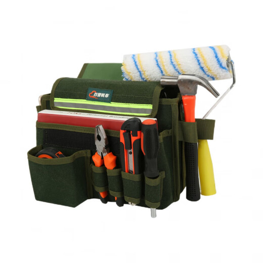 Xianang multi-functional extra large electrician carpentry cross-body tool bag waist bag canvas anti-fading nail bag wallpaper sticker tool bag comes with multi-functional double-layer nail bag length 30*width 19*height 28