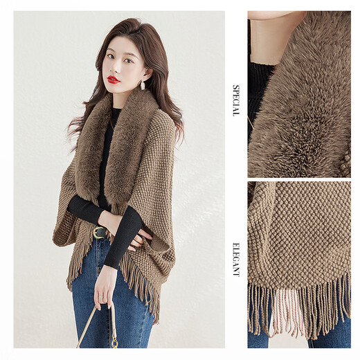 Sibaishe fur collar shawl 2025 new autumn clothing for women loose splicing temperament tassel top