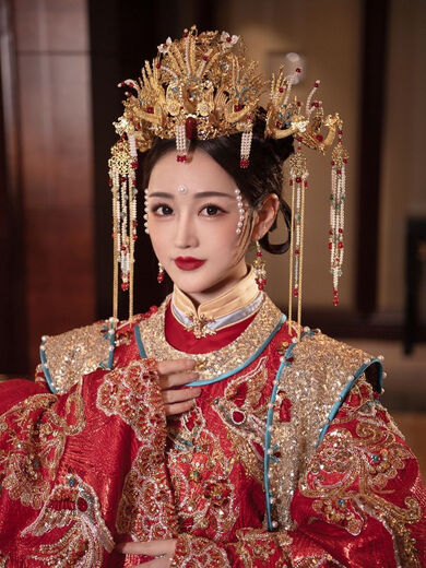 CLCEY luxury phoenix crown Ming-made bridal headwear Hanfu wedding hair crown new Chinese style wedding queen wedding Xiuhe hair accessories luxury phoenix crown complete set ear hook style