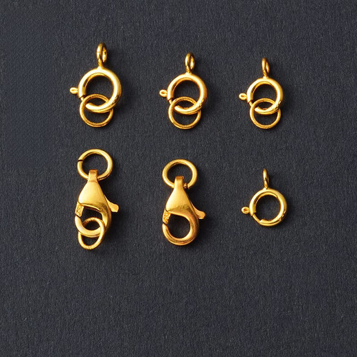 DL 1998 Fat Donglai same style pendant buckle head 18k gold thickened spring clasp lobster clasp necklace buckle pearl diy accessories gold buckle head and tail ring defaults to open ring, belt ring is closed