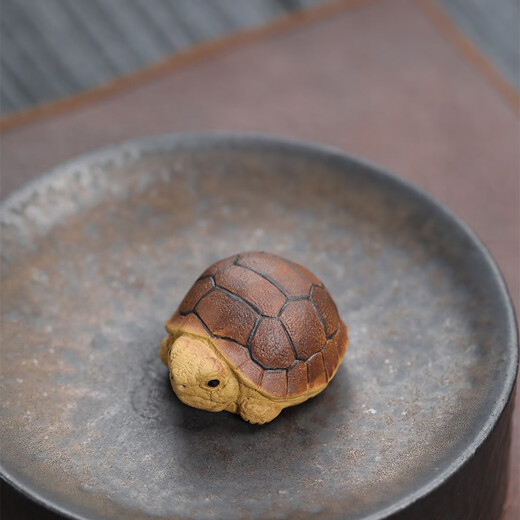 Steel shield German imported quality purple sand creative little cute turtle cute tea pet ornaments mini simulation turtle lucky desktop tea purple sand little cute turtle