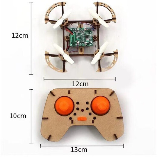 Wooden assembled DIY quadcopter school science and education small production remote control flying drone model training circuit board + remote control board