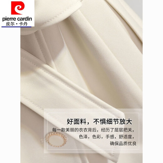 皮尔卡丹（pierre cardin）23年新款风衣外套女春秋中长款年新款今年流行的感秋季米白色 0704#杏色西装外套  L 建议【100-115斤】