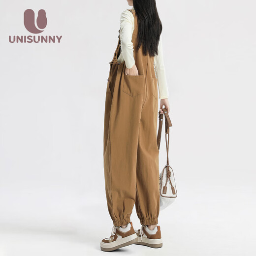 Unisunny schwangere Frauen Overalls Frühlings- und Herbststile tragen große Lose lässige Hosen Schwangerschaftszeit Mutterschaftsnutzung Mode schwangere Mutter Weitbein Hose Khaki L.