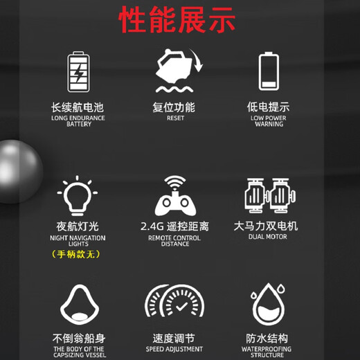 潜水艇启旺电动遥控船快艇玩具摇控船模型航 25cm升级款续航100分钟