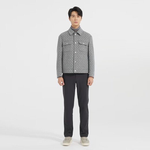 Lilang leichte Modelkleidung für Männer [Zwei-Farben Jacquard] Wollmantel Herrenkaschmere Wolle Mischjacke Q4dyr513 Hellgrau M (165)