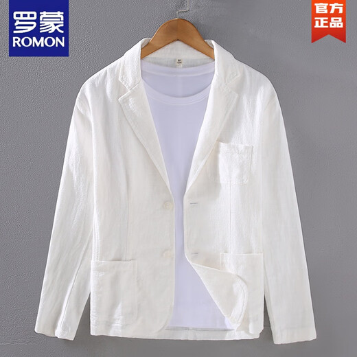 Romon (Romon) Frühlings- und Sommer Herren -Leinengeschäft Casual Anzug Jacke Trendy Vielseitiger Anzug Freizeitkleidung Baumwolle Leinen Stoff Single Western Jacket Grey 2xl