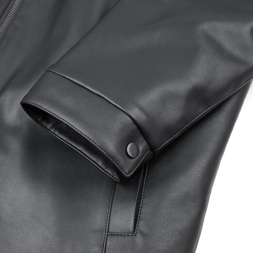 Flying in the Snow 2024 Winter New Style Fashionable Leather Down Jacket Men's Middle-aged Short Warm Motorcycle Jacket Jacket Leather Clothing Trend Black 170/88A