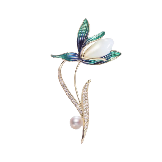 QUAMER's new magnolia corsage, light luxury brooch, high-end pearl design, niche coat with white magnolia