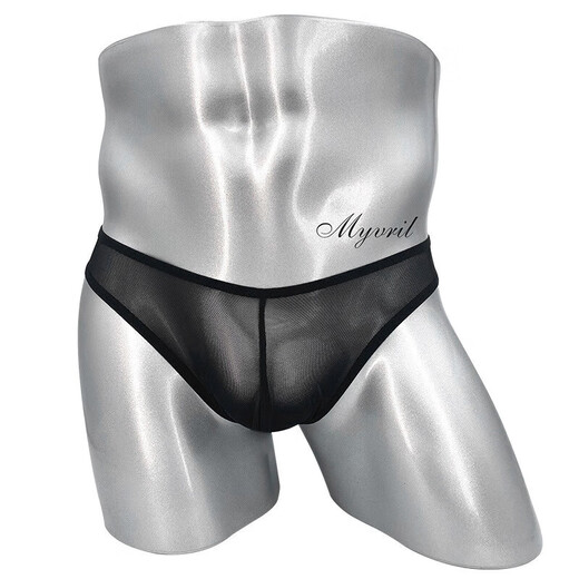 Universal elastic butt lift double thong men's U-convex transparent butt exposed mesh low waist trendy one size red