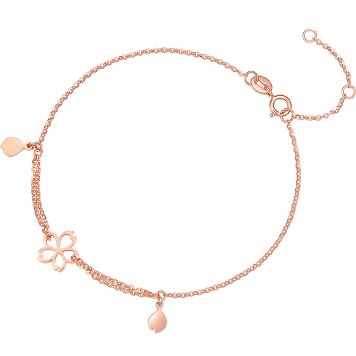 Saturday Fuhong 18K gold bracelet female cherry blossom gold bracelet birthday gift C077936 about 16+3cm
