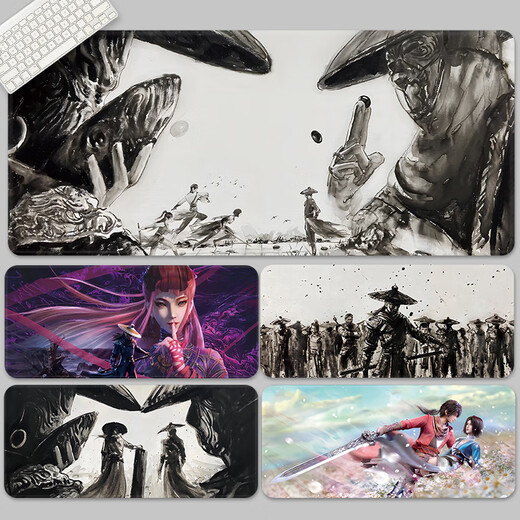 Malen die Welt der schlechten Menschen Maus-Pad großer Anime Peripheral Schlafsaal Desktop Weichkissen Tastatur Verriegelungskante verdickte vier Leiche Vorfahren, die sich versammelt [BB-694] 800x300 mm 5 mm