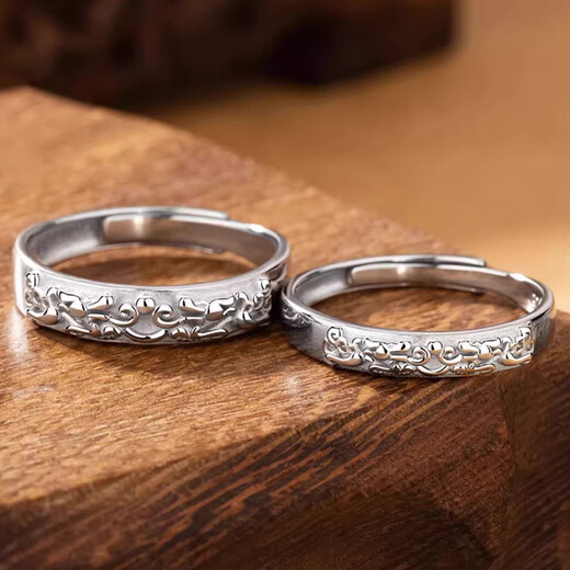 MZMZ Lucky Pixiu Couple Platinum Ring PT950 Platinum Pair of Rings Proposal Valentine's Day Birthday Gift for Girlfriend Light Luxury Style - Local Warehouse/Next Day Delivery Pair of Rings