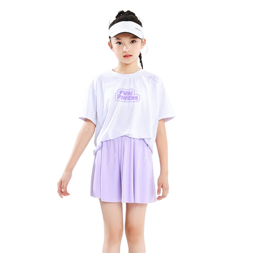 优优1点（Yoyo one）女童速干套装儿童夏季羽毛球儿童网球女孩跑步户外服中大童运动服 9922白+18426紫 120