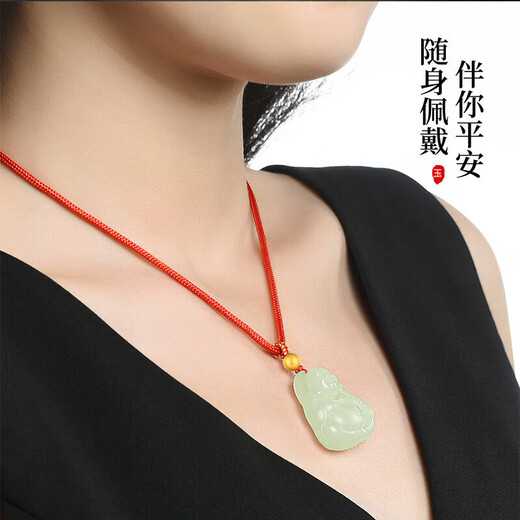 Phoenix Jewelry Hotan Jade Buddha Pendant Ice Bottom Clear Water Maitreya Buddha Natural Jade Necklace Women's Birthday Gift