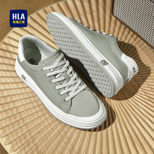 HaiLan Home HLA men's shoes spring new canvas shoes versatile men's casual shoes low top breathable shoes men's soft sole comfortable shoes men's gray 40 (sports size)