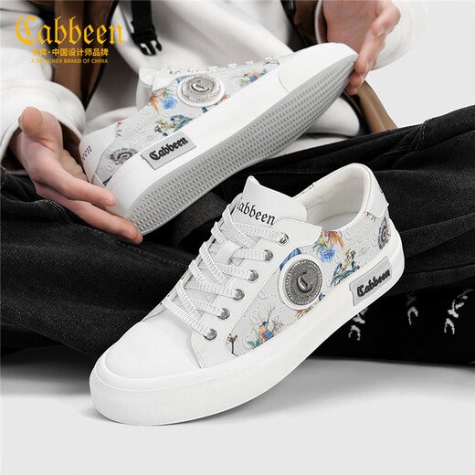 Carbin men's shoes summer new trendy brand canvas shoes men's versatile thin board shoes men's trendy low top casual shoes men's trendy shoes white 40 [=sports shoes size 41]