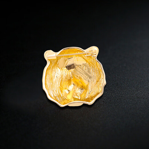 WSAY Tiger Brooch Zodiac Zodiac Year of the Tiger half side diamond dripping head domineering men's personalized creative suit half side diamond tiger head gold