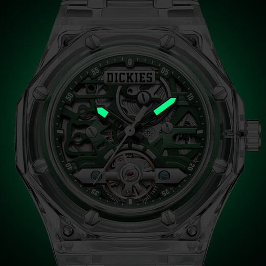 Dickies Mechanical Watch Student Watch Men's and Women's Fully Automatic Waterproof Trendy Cool Hollow New Year's Gift CL-568 Transparent Black