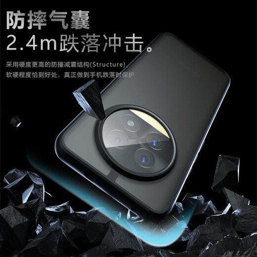 Lushen realme GT5Pro transparent anti-fall airbag expert realme GT5Pro mobile phone case realme RMX3888 skin-soft hard shell men and women semi-transparent shell strange armor transparent realme GT5 Pro skin-sensing magic armor mobile phone case [with protective film]