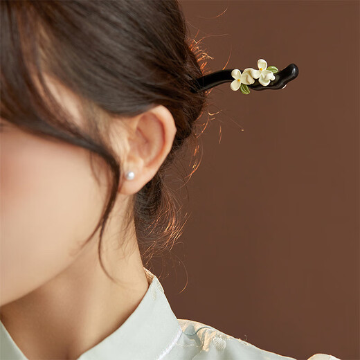 Chimera (CHIMERA) Ebony Gardenia Hairpin Ancient Style Costume Hairpin Shaking Cheongsam Hanfu Headwear Girl Birthday Gift