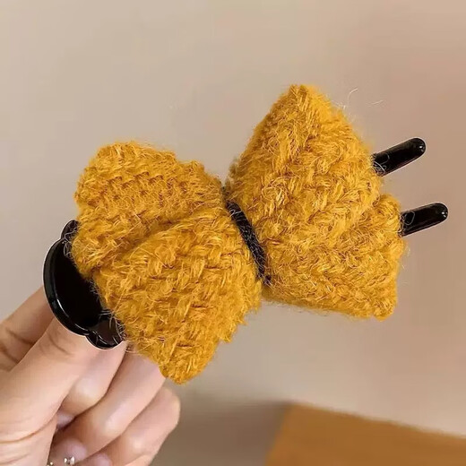 Maillard Knitted Bow Ball Head Clip Women's Hair Clip Hair Ornament Hair Artifact Fixed Claw Clip Hair Clip Maillard Dark Brown Wool Clip 1