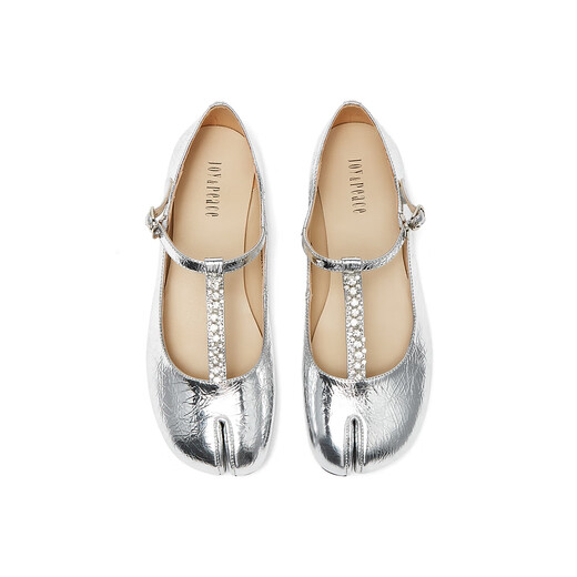 Echtes Schönheitsgedicht Herbst Flash Diamond T-Band Verspielte Split Toe Mary Jane Single Schuhe Frauen 12126cq4 Silber 36