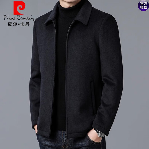 Pierre Cardin Wolle Wollmantel Herrener Herbst- und Winterkleidung verdickte die Mitte der Herrenjacke im mittleren Alter mit mittleren Alter 99652 Schwarz (abnehmbar Down-Liner) 175/l