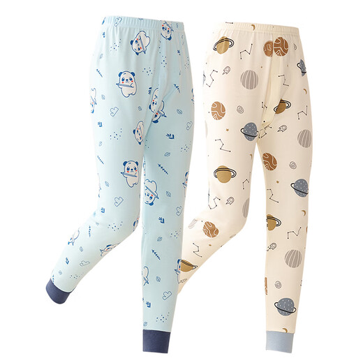 Langsha 7A Antibacterial + 100 Cotton Children's Autumn Pants 2 Pack Boys Wool Pants Medium and Large Children Baby Warm Autumn and Winter Pajamas