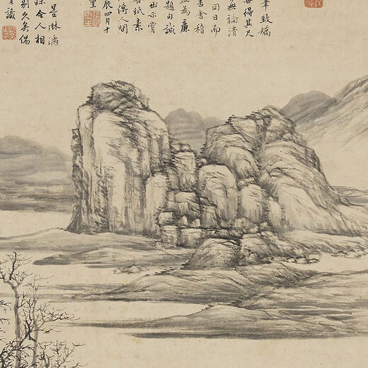 元倪瓒山树图古代山水画卷轴名画复仿古画中式挂画 元倪瓒山树图12603 30X54厘米（喷绘画心尺寸） 宣纸
