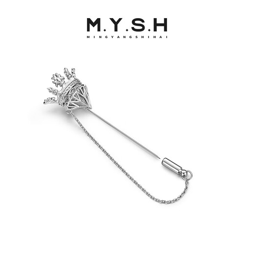 Mingyang Decorative Sea MYSH 925 Silver Crown Crown Brooch Men's Suit Shirt High-end Original Design Niche Corsage Pin Button Crown Brooch + Brand Brand Gift Box