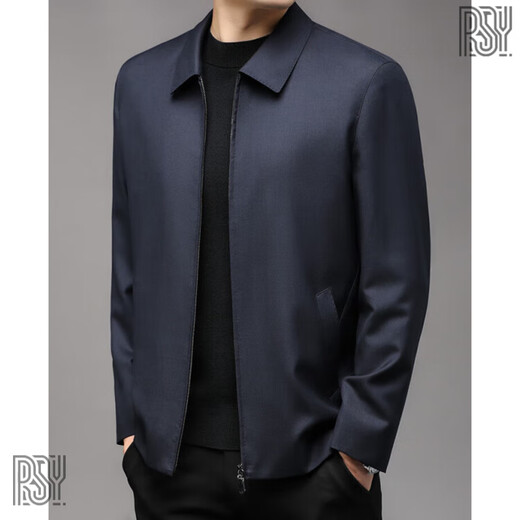 BG GLAMURB Light Luxury Brand Jacket Men's Jacket Men's Mulberry Silk Wool Removable White Goose Down Liner Jacket Navy Blue 05 Style Removable Liner L 175