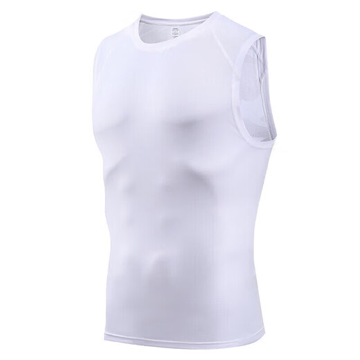 2024 new summer sports vest for men sleeveless male student elastic wide white S