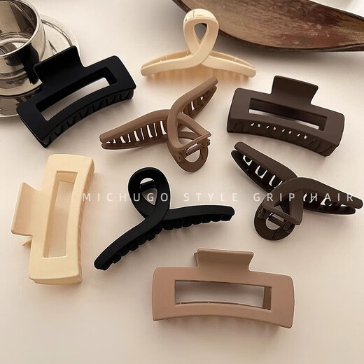 Simple black and white coffee clip large hair clip women's back hair clip shark clip 2025 new hair clip hair accessories gentle 2 pieces