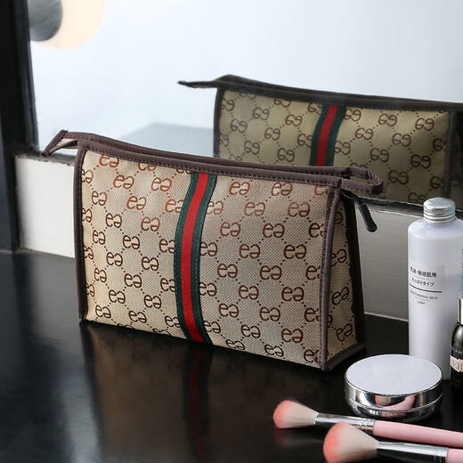 Travel makeup storage bag, portable toiletry bag, waterproof business trip, change, keys, small items, hand-held mini storage bag, Khaki color - small size, very small - size 18*12cm, a bit small, cautious