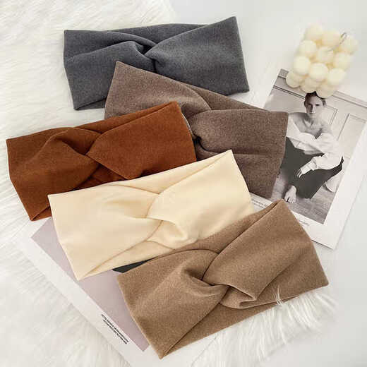 Laishuhui headband to keep warm in winter wide-brimmed headband for women's sports hair binding and face wash headband headband headband hair accessories khaki color model headband color