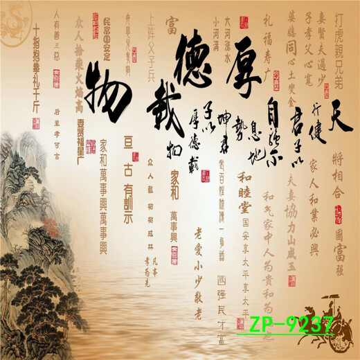 BEYZK书房背景布主播3d立体直播间背景墙简约中式直播视频拍照快手抖音 ZP-12370 2.5米宽+2.5米高(挂钩款)