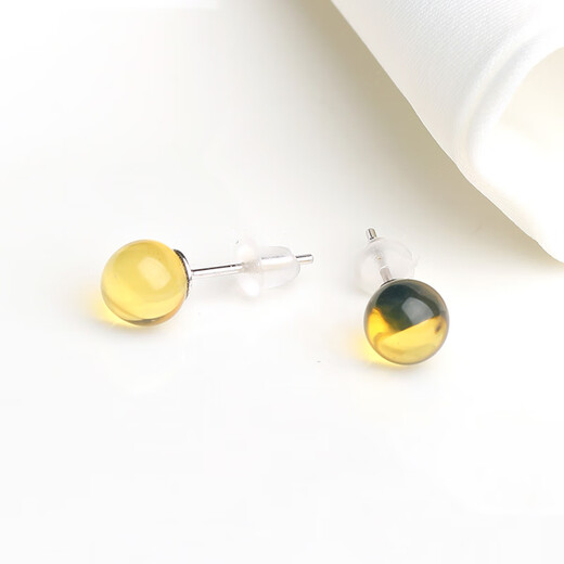 MUJUE Blue Amber Earrings, Amber Earrings, Beeswax Earrings, Women's Versatile Birthday Gift, Silver-Inlaid Earrings, 925 Silver for Girlfriend, Pair of Earrings