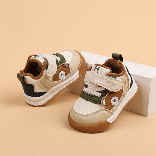 Dr. Jiang toddler shoes 2025 new winter boys and girls plus velvet warm infant and children functional shoes 6161 plus velvet green cut label and remove the cabinet 13 cm inner length 18 yards