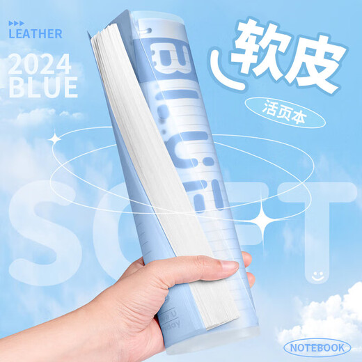 SUNWOOD B5/30 sheets of 60-page loose-leaf notebook, semi-transparent shell 10-hole detachable portable loose-leaf notebook, postgraduate entrance examination wrong question homework book, ice blue 1283