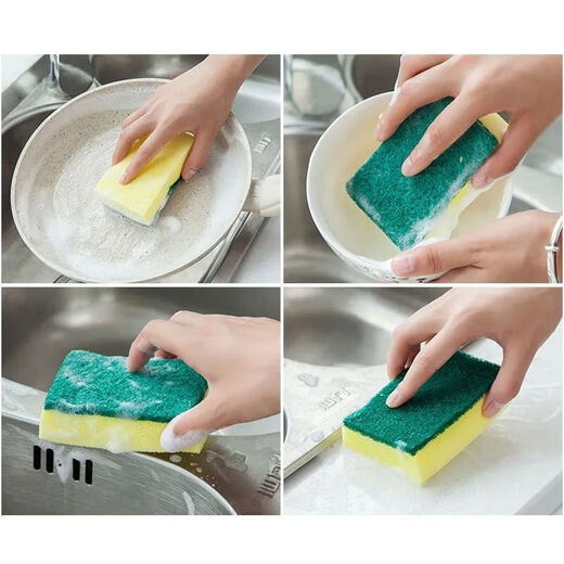 Dishwashing sponge block, scouring pad, emery rag, kitchen pot scrubbing artifact sponge, dishcloth rag for decontamination, best-selling 10 kitchen sponge wipes