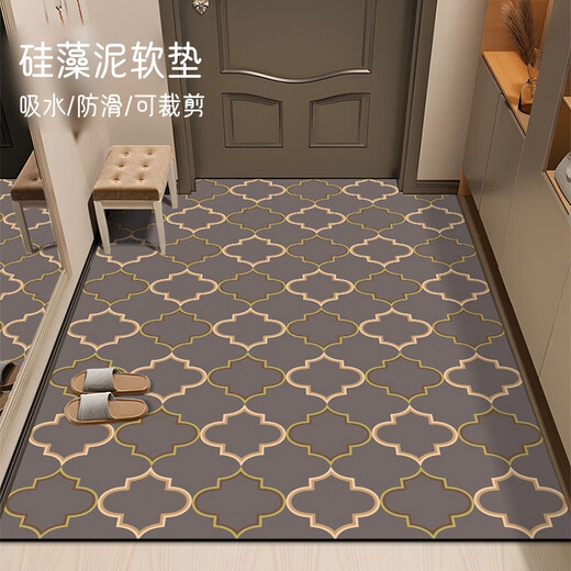 Chushang large-size diatom mud entry door floor mat can be cut into the entrance door foot mat entrance anti-slip dirty-resistant bathroom water absorption mat Diatom mud-1466 80120cm [water absorption/anti-slip/clipping]