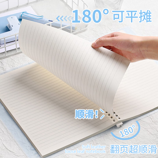 SUNWOOD B5/30 sheets of 60-page loose-leaf notebook, semi-transparent shell 10-hole detachable portable loose-leaf notebook, postgraduate entrance examination wrong question homework book, ice blue 1283