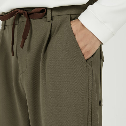 MARKLESS casual pants men's autumn and winter hanging easy-to-maintain smart pants four-sided elastic versatile simple trousers 4855 apricot green 33