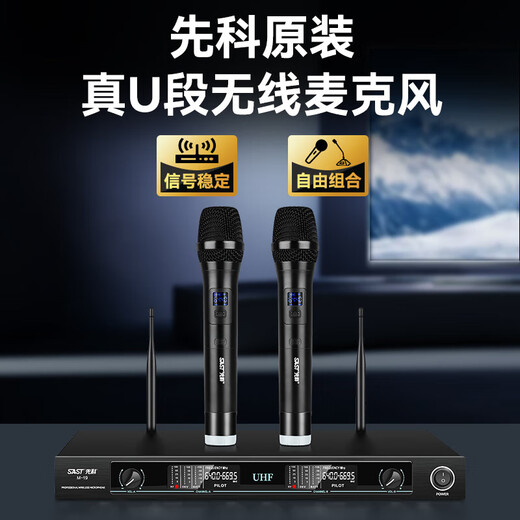 先科会议室音响设备全套家庭KTV演讲培训背景音乐套装 蓝牙功放壁挂音箱无线麦克风 W8-1 8吋超薄套装+双手持麦克风