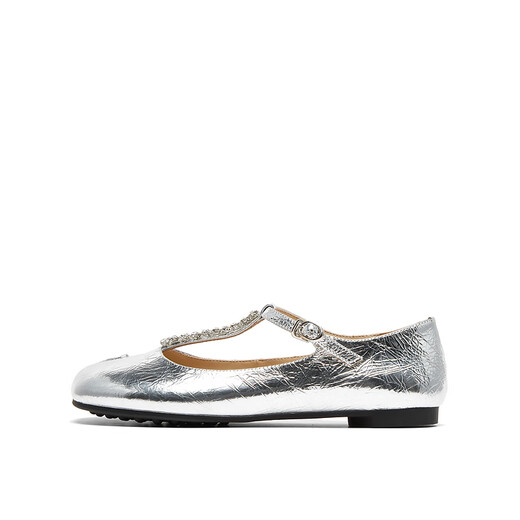 Echtes Schönheitsgedicht Herbst Flash Diamond T-Band Verspielte Split Toe Mary Jane Single Schuhe Frauen 12126cq4 Silber 36