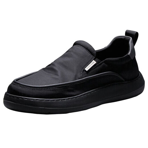 Feilixidi canvas shoes lightweight men's shoes thick sole comfortable one-foot loafers black cloth shoes men's black upgraded version 41
