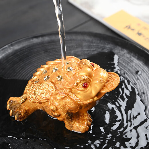 HEACOOA Color Changing Golden Toad Tea Pet Decoration High-end Gift Box Optional Tea Ceremony Tea Table Tea Set Lucky Golden Tea Pet Safe Packaging Medium Golden Toad