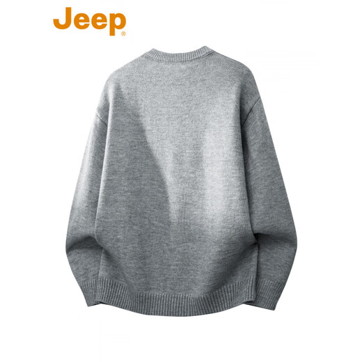Jeep (JEEP) Sheep Wool JEEP Jeep American Henry Neck Sweater Men's Autumn and Winter Trendy Knitted Sweater Loose Top Light Gray_Official Authentic M_Recommendation_100-120Jin Jin equals 0.5 kg